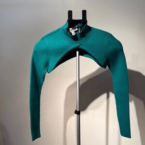 Fleur du Mal Teal Ribbed Knit Top